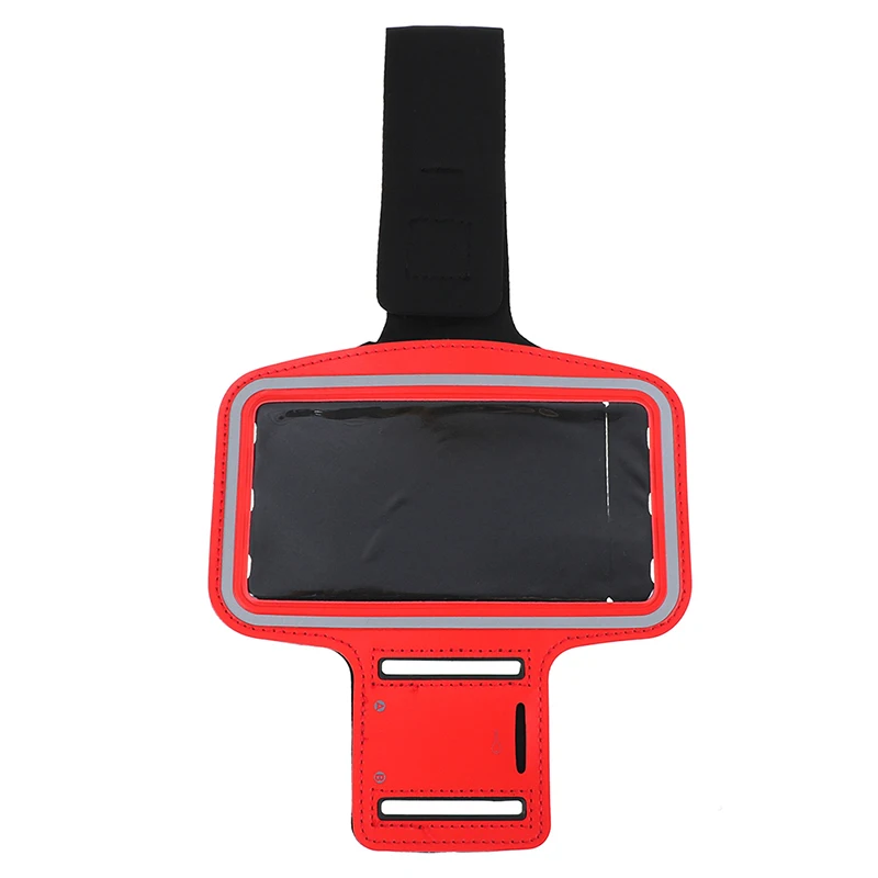 Универсальная спортивная повязка на руку с отверстием для ключей, водонепроницаемый чехол для бега, сумка на руку, чехлы для телефонов с наушниками - Цвет: Red