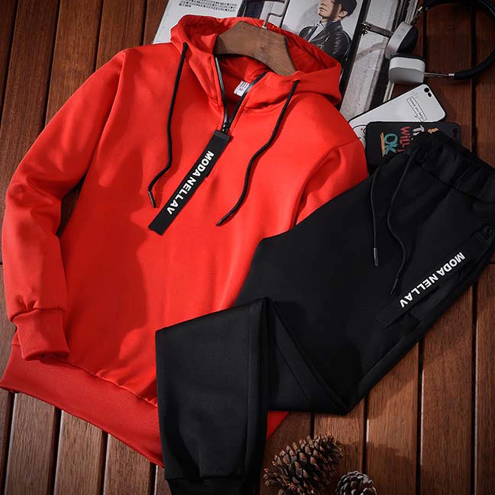 

2018 Sport Suit Men Sports Suits Loose Tracksuits M-2XL Mens Winter Autumn Fitness Running suits Set Warm Jogging Tracksuit