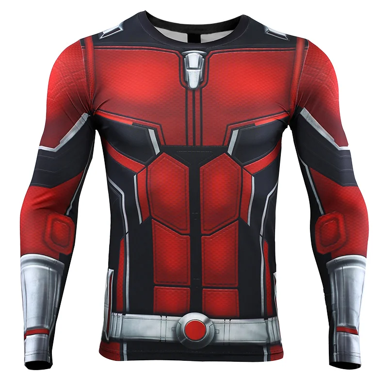 

Ant Man 3D Printed T shirts Men Avengers 4 Endgame Compression Shirt Cosplay Costume Tigths Long Sleeve Tops For Male