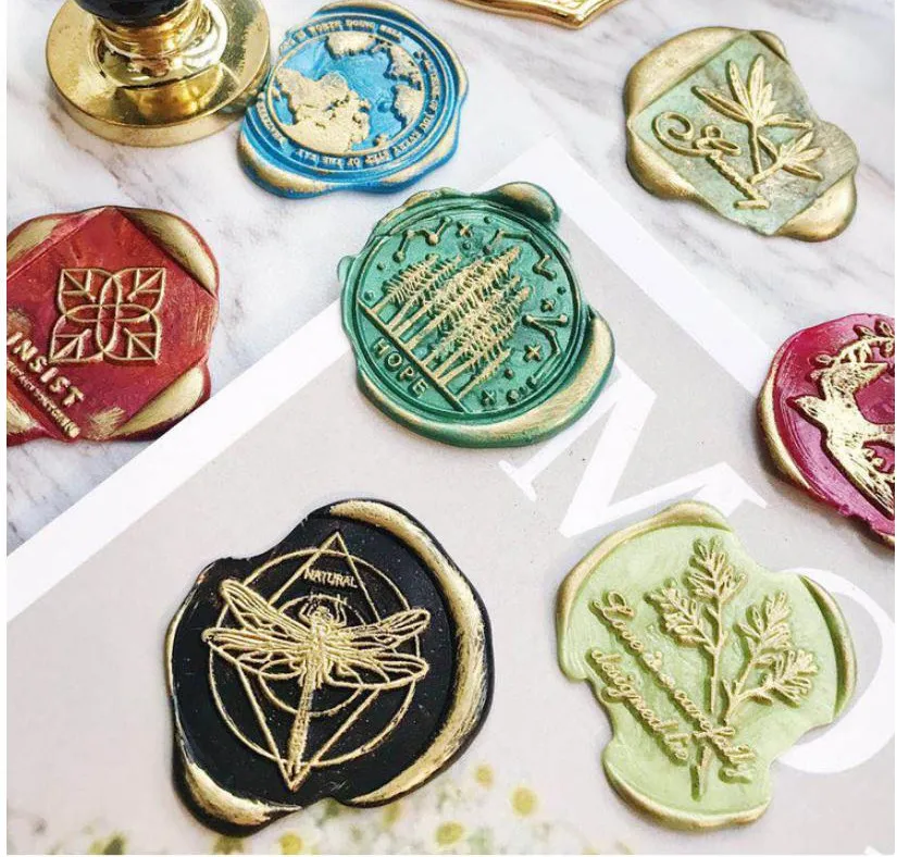 

Forest mushroom ginkgo plant leaf deer world travel dragonfly whale horse Swallow butterfly stamp wood handle wax sealing stamp