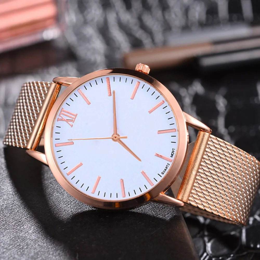 Новая мода, золотые, розовые, золотые и серебряные часы с ремешком-сеткой, женские повседневные кварцевые наручные часы, подарок, reloj mujer# B