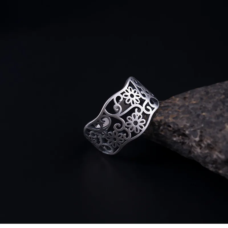 Uglyless 100% реальные фотосеребряные цветы этнические кольца на палец для женщин