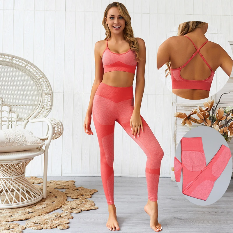

Seamless Yoga Sets fit Women Yoga Training Active Wear Gym Sets Two Pieces Padded Bras & Tight Leggings Stretch Fitness Clothing