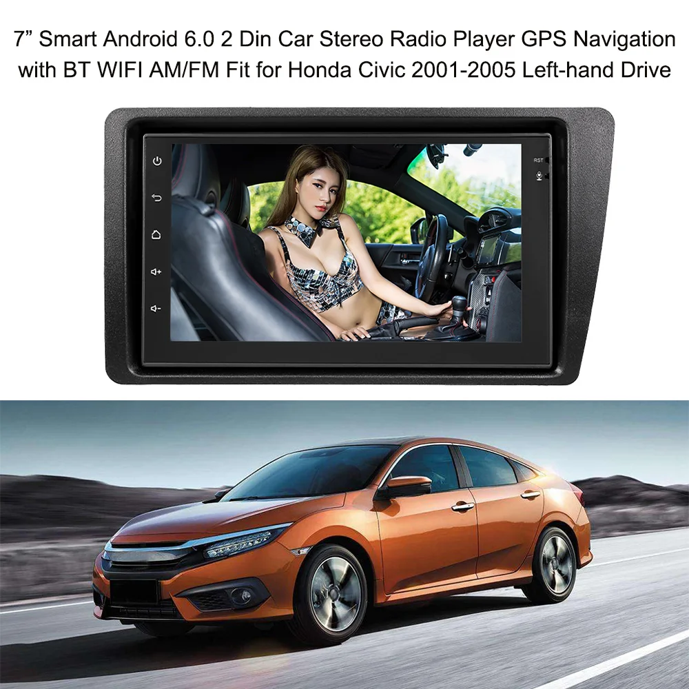 Best HD 7inch Autoradio 2Din Android Car Radio WIFI Bluetooth Car Stereo GPS Left Drive for Honda Civic 2001-2005 Left-hand Drive 0