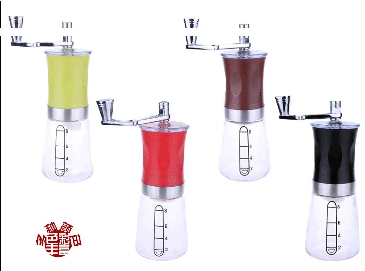  FeiC 1pc four colors Hand grinder ceramic core coffee grinder mill Adjustable thickness degree Wash