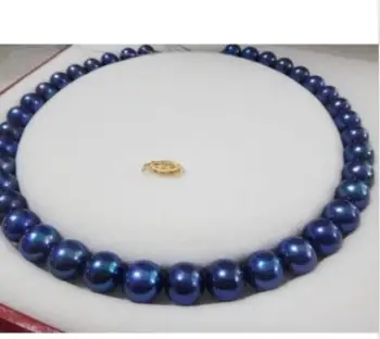 

charming 9-10 mm natural south blue pearl necklace 18 inch