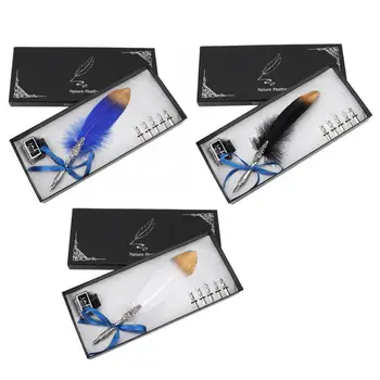 

European Vintage Feather Fountain Pen Calligraphy Quill Dip Pen Set Home Decor Gift Feather Pen Pen Nibs