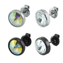 Круглый камень Серьги-гвоздики Нержавеющая сталь уха шпильки пирсинг черный Серьги для Для женщин Для мужчин Пронзительный Мода Украшения для тела