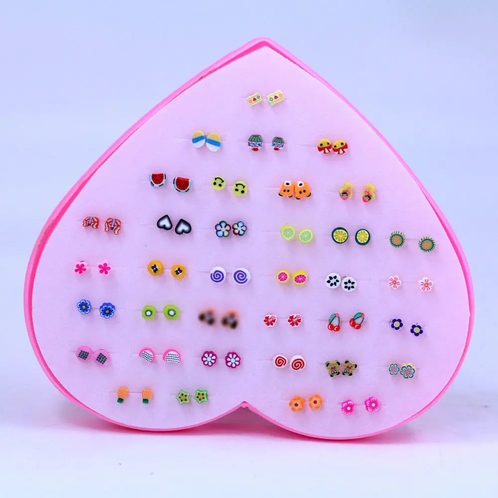 

36Pairs Lady Girl Creative Cute Little Fresh Mini Ear-studs Hand Soft Ceramics Earrings Anti Allergy Jewelry Gifts