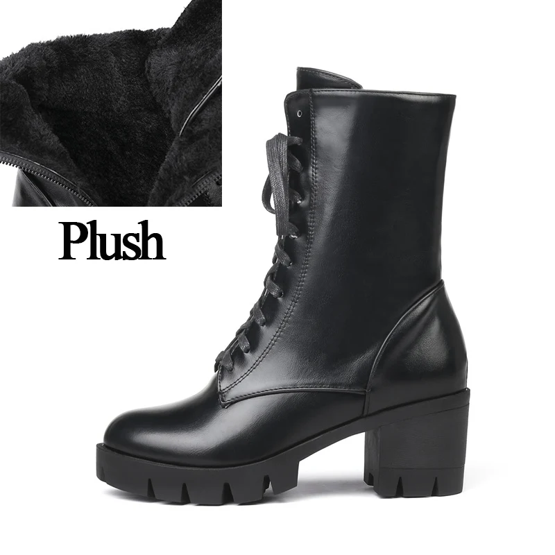 

2018 Women Ankle Martin Lace Up Boots Winter Top Side Boots Female Platform Fetish Booties 6cm Thick Block Heels Duty Gray Shoes