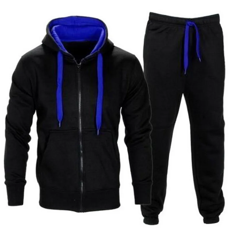 

Laamei 2PC/SetMen Tracksuits Hip Pop Suit Men's Gyms Set Zipper Hood Jacket Sweat Pant Jumper Sweatshirt Hoodies Suit