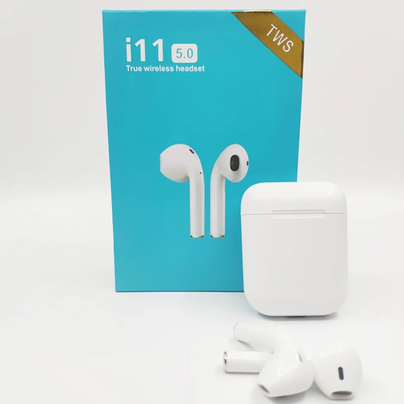 

100pcs i11 TWS Bluetooth 5.0 Touch Control Earphone Mini Air Pods Wireless Sports Earbuds w/ Pop-Up Window Microphone for iPhone