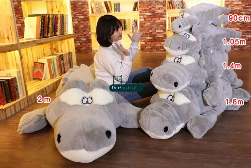 Dorimytrader 200cm Huge Cute Simulated Animal  Crocodile Stuffed Pillow Cushion Big Cartoon Alligator Plush Toy Kids Doll Present DY60155(5)