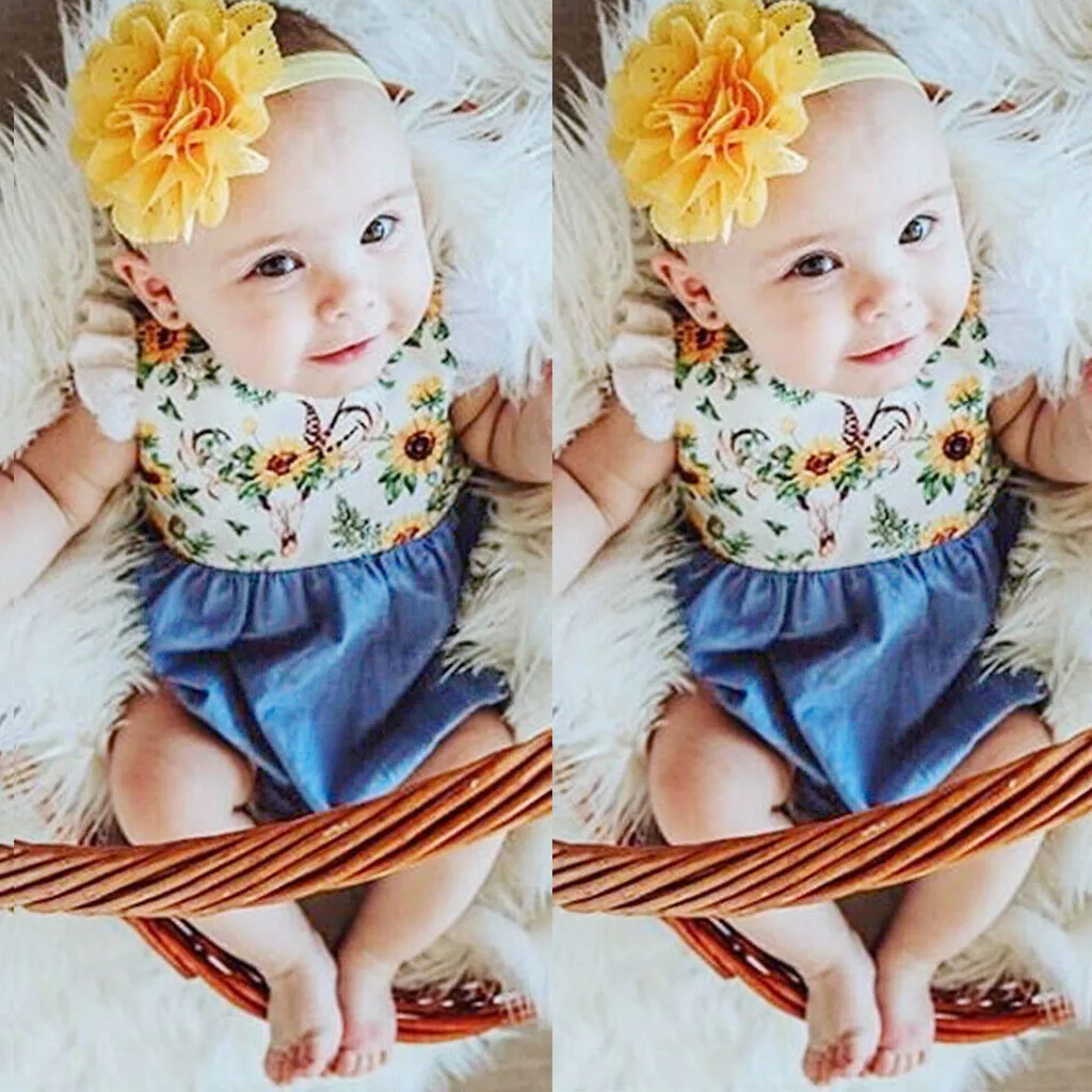 

newborn baby girl clothes 0-3 months Fly Sleeve Floral baby clothes 0 to 3 months Print Bodysuit Sister roupa infantil menina#G8