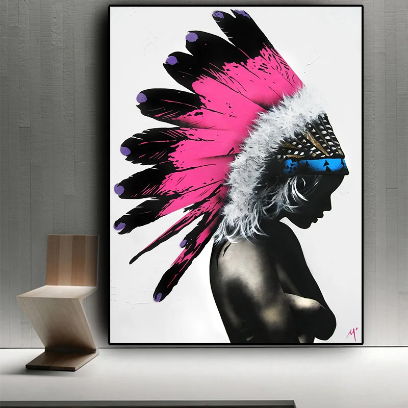 

Watercolor Abstract Native Indian Oil Painting on Canvas Posters and Prints Cuadros Wall Art Picture for living room