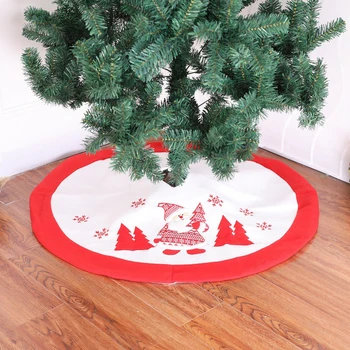 

1PC 900mm New Lovely Red and White Christmas Tree Skirt Snowflakes Cover Base Decoration Xmas Tree Cover Decor