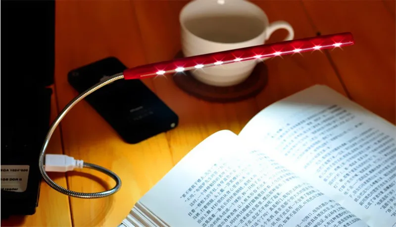 FFFAS Новый Модный USB СВЕТОДИОДНЫЙ Ночник 10 светодиодов гибкий 7 цветов для ноутбука