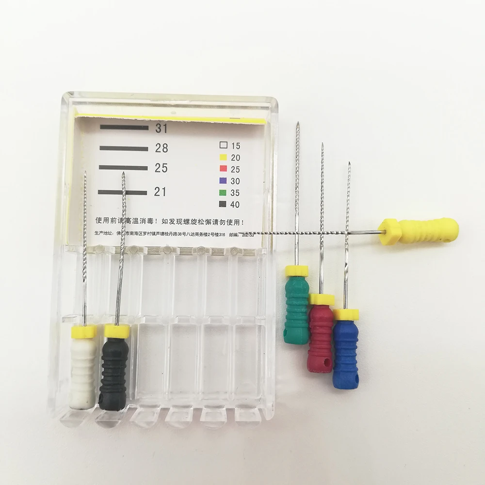 6 шт. 15~ 40#25 мм зубные ПроТейпер файлы H корневой канал стоматолога материалы Стоматологические инструменты ручного использования нержавеющая сталь H файлы