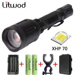 Litwod Z301262 мощный светодиодный фонарик 20000LM XHP 70 зум армейский, Оборонный фонарь дневного света супер яркий свет