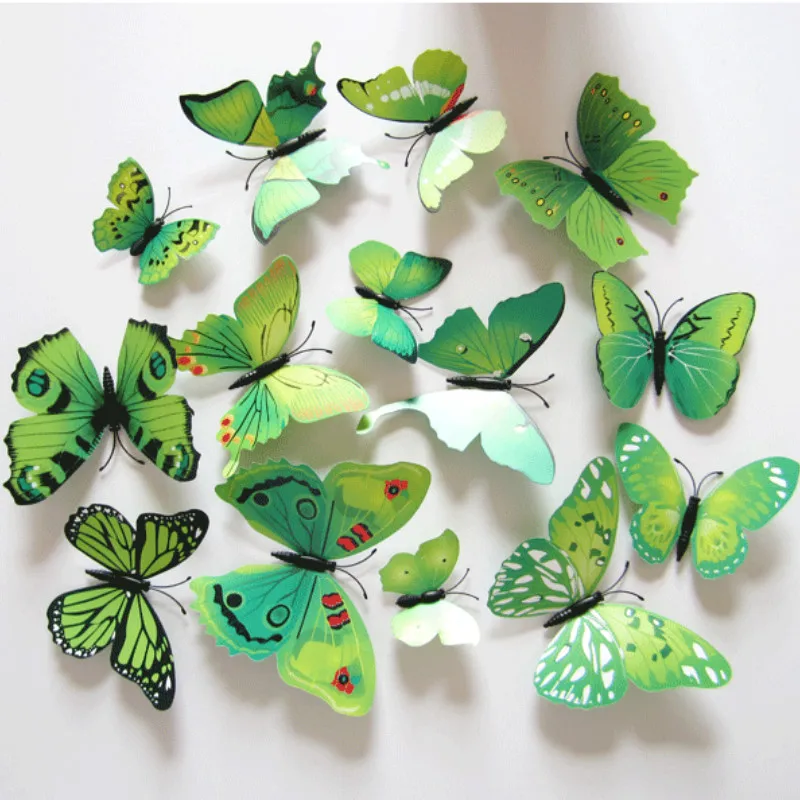 12Pcs PVC 3d Butterfly Wall Decor Wall Stickers for Home Decoration Wedding Living Room Wall Refrigerator Art Decals Drop Ship