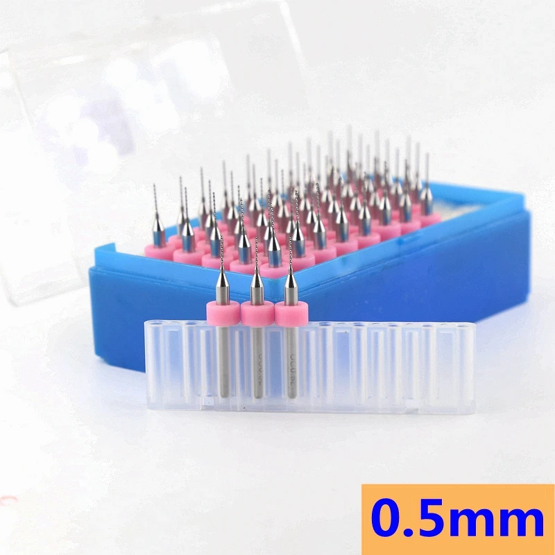 0.5 Millimetri 0.55 Millimetri Carburo Di Tungsteno Drill Bit Router Di Legno Di Cnc Set 50 Pcs Mini Dremel Strumento Di Esercizio Pcb Di Perforazione