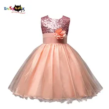 Детское платье-пачка принцессы для девочек, кружевное платье без рукавов с блестками, шифоновое платье с цветочным узором для свадебного причастия, нарядное платье, юбка для детей