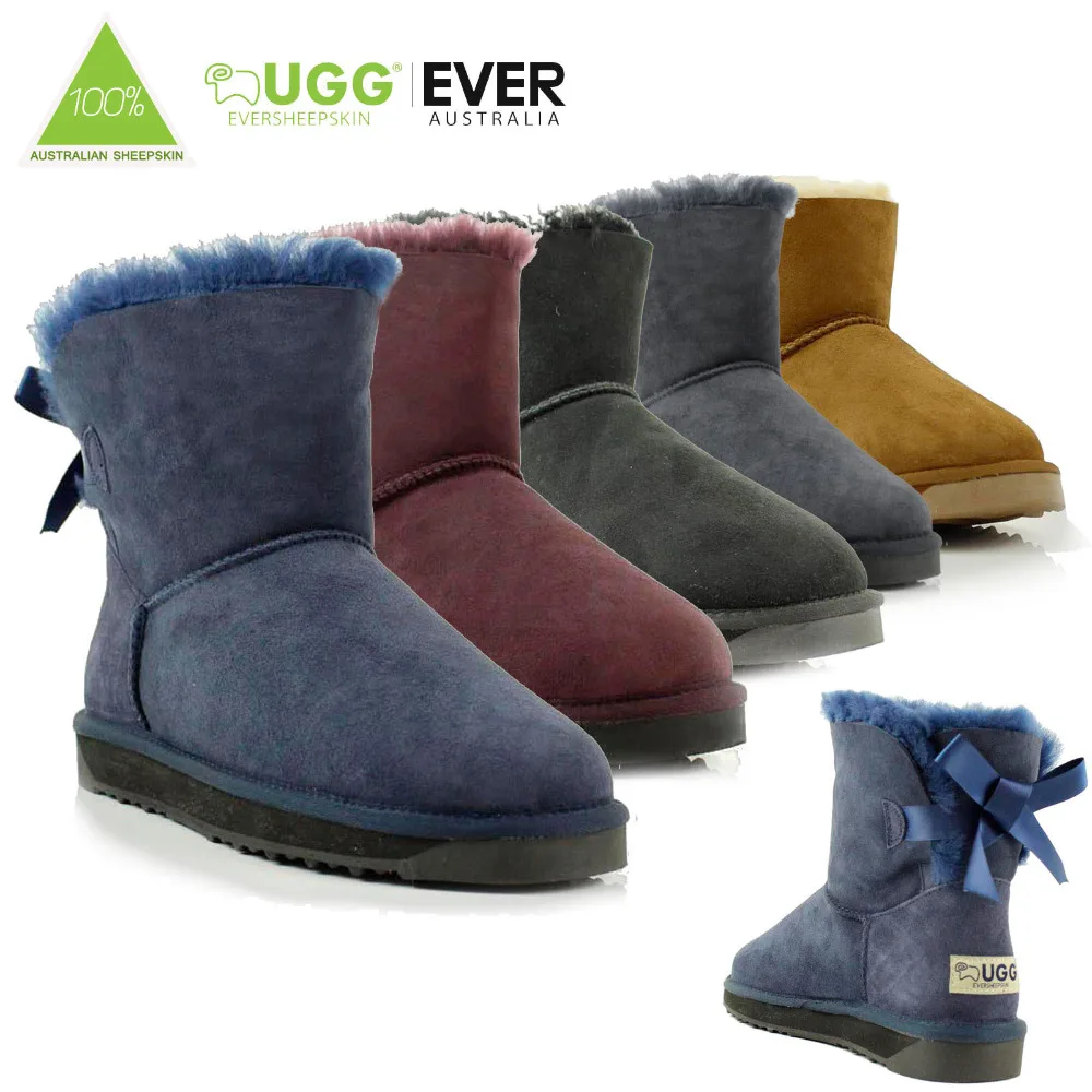 Ugg Eversheepskins Vrouwen Sneeuw Boot Schapenvacht 100% Wol Dames Mini  Bailey Bow Mode Winter Laarzen Schoenen Ronde Neus Platte #11737|boot  shoes|bailey bowsnow boots sheepskin - AliExpress