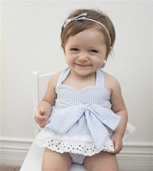 Summer 2PCS Newborn Kids Baby Girls One Piece Outfits Suits Bowk Tops