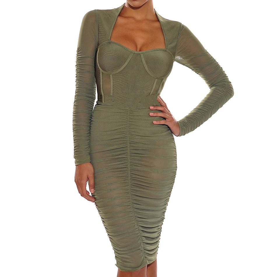 Seamyla/Новое поступление сексуальное обвязанное платье Сетчатое Vestido зимнее