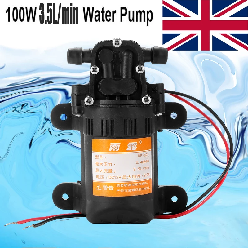 Agricultural Electric Water Pump Durable DC 12V 70PSI 3.5L/min Black Micro High Pressure Diaphragm Water Sprayer Car Wash Pump