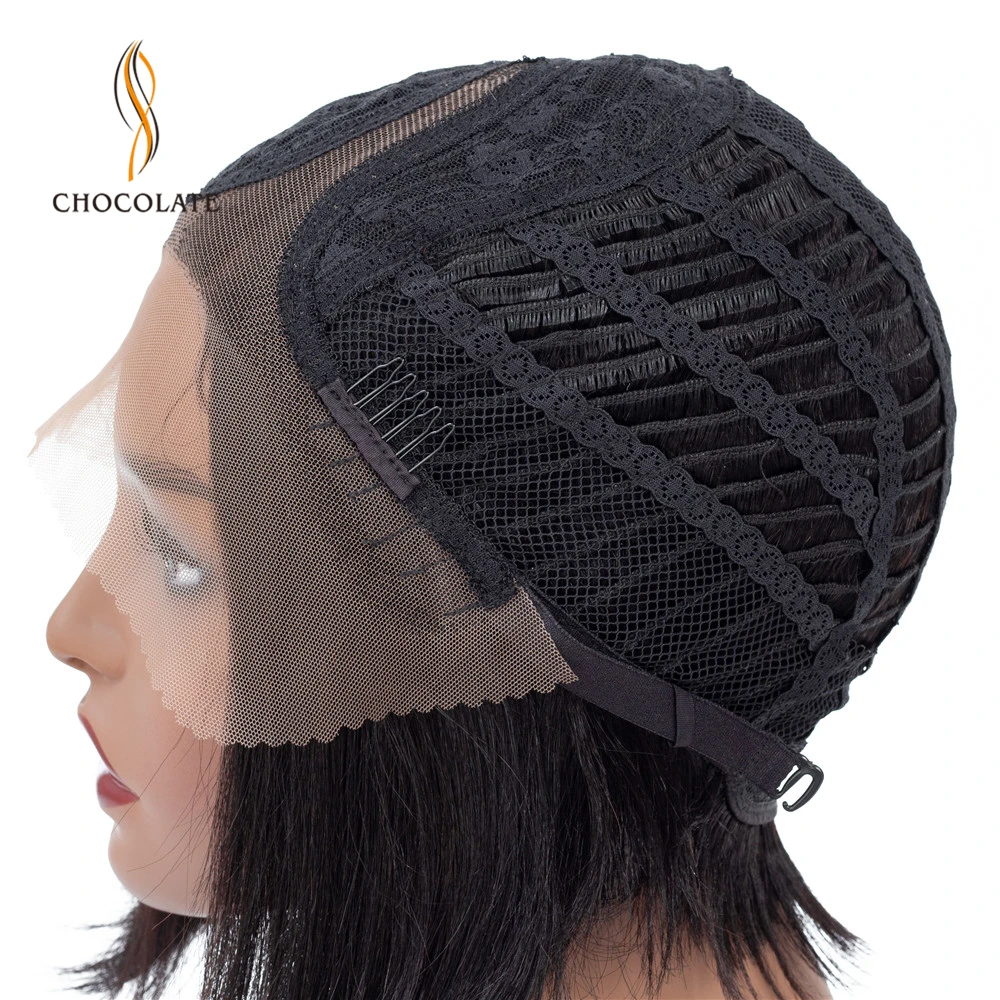 Прямые короткие человеческие волосы боб парики для женщин 150% плотность прямые Т-образные парики с невидимой сеточкой Малазийские Волосы remy 13*2
