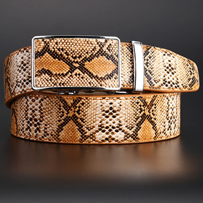 

Snake Leather Automatic Buckle Leather Belt Leather Belt Korean Version of The Business Belt Male