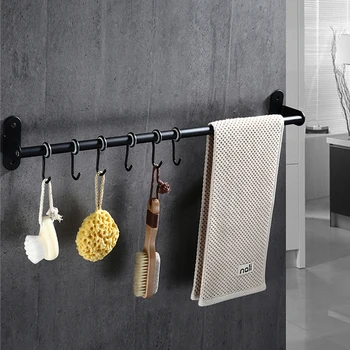 

A1 American black kitchen stainless steel punching wall hanging rod rack hook storage rack wx7311400