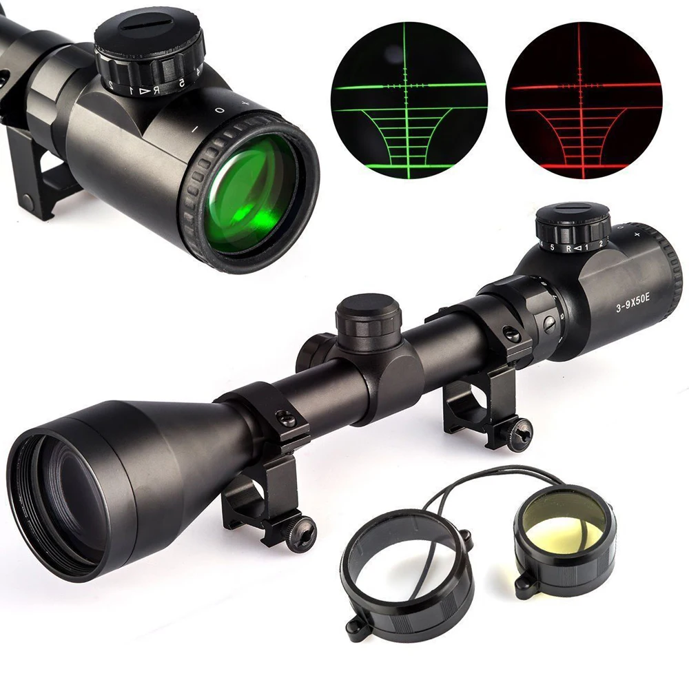 

Hunt Rifle Scope 3-9x50 EG Red & Green Illuminated Air Rifle Optics W 20mm Mount
