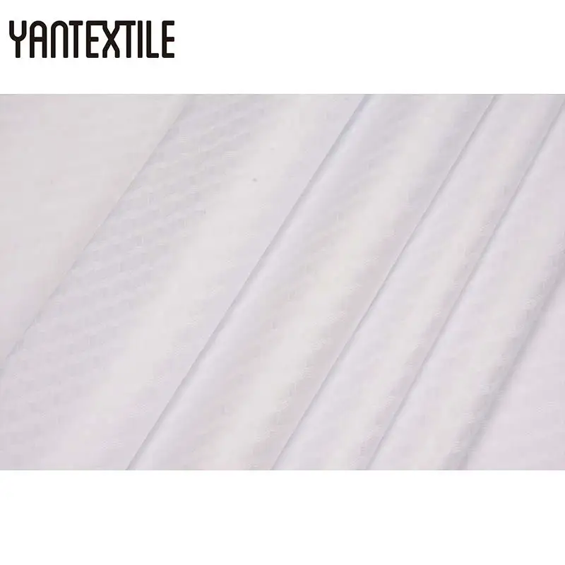 

YANTEXTILE African Dress Jacquard Fabrics Material Guinea Brocade Fabric White Color 10 Yards Damask Fabric African Bazin Riche