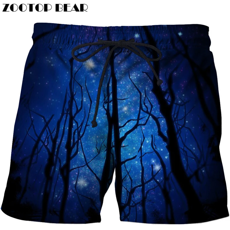 Dreamy Forest Printed Beach Shorts 3d Masculino Homme Men Short Plage Quick Swimwear Summer Board DropShip ZOOTOPBEAR | Мужская одежда