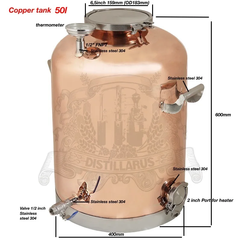 

50l (13Gal ) Copper Boiler, Tank for distillation . Mirror polishing.