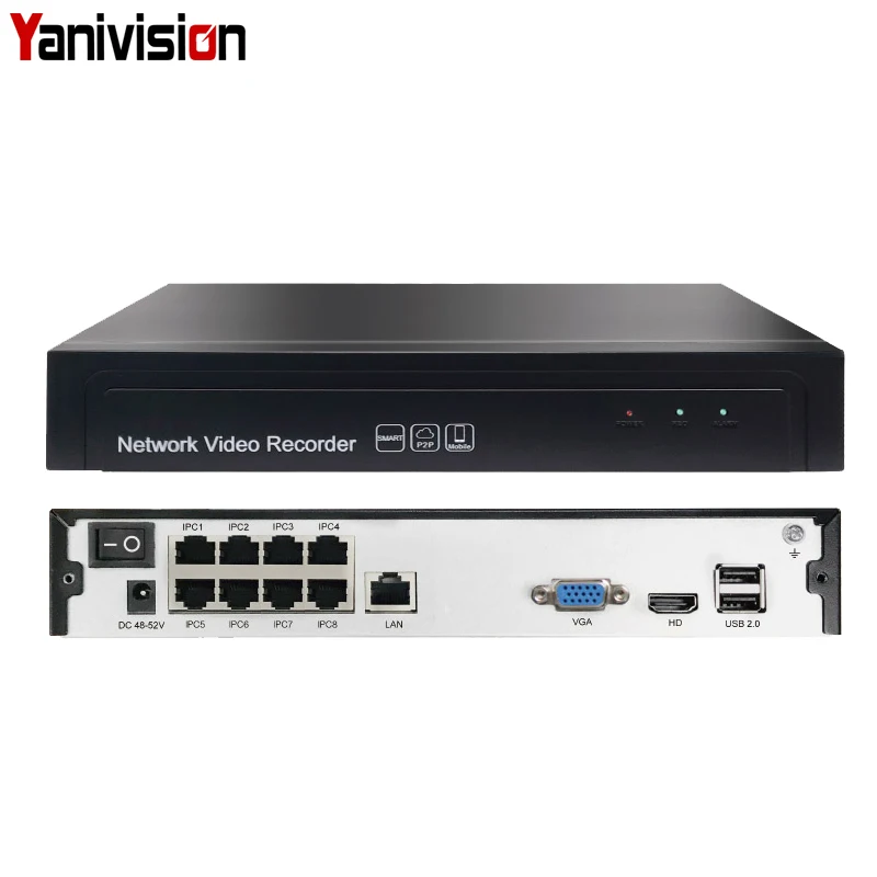  Free Mobile APP FULL HD 48V PoE NVR 8Channel 5MP IEEE802.3af Security NVR PoE Switch Inside ONVIF A