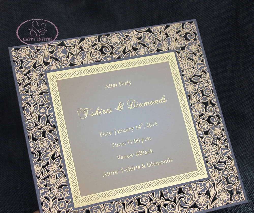 HI3025 - 10 Custom Luxury Wedding Invitation Cards in Laser Cut Design Made in China