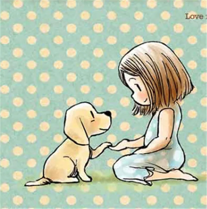 

10x8 Girl and dog Transparent Clear Stamps for Scrapbooking for DIY Card Making Cutting Crafts Stencil