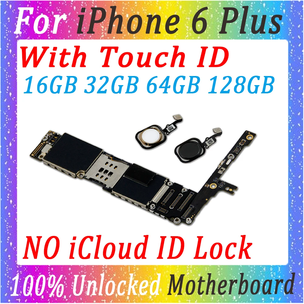 

For iphone 6 Plus 6P mainboard Original unlocked Motherboard With / Without Touch ID with full chips Logic board free shipping
