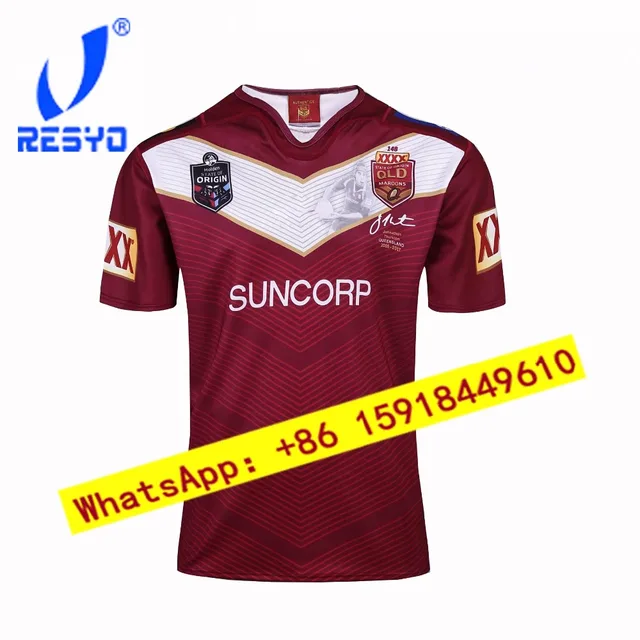 RESYO  STATE OF ORIGIN QLD MAROONS Commemorative Edition RUBGY JERSEYS Men Football Shirt /THAI TOP QUALITY  FREE SHIP