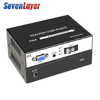 

VGA to fiber optic converter 1080P VGA Fiber Optic Video Extender KVM(VGA+USB)To Fiber Mouse and keyboard compressed