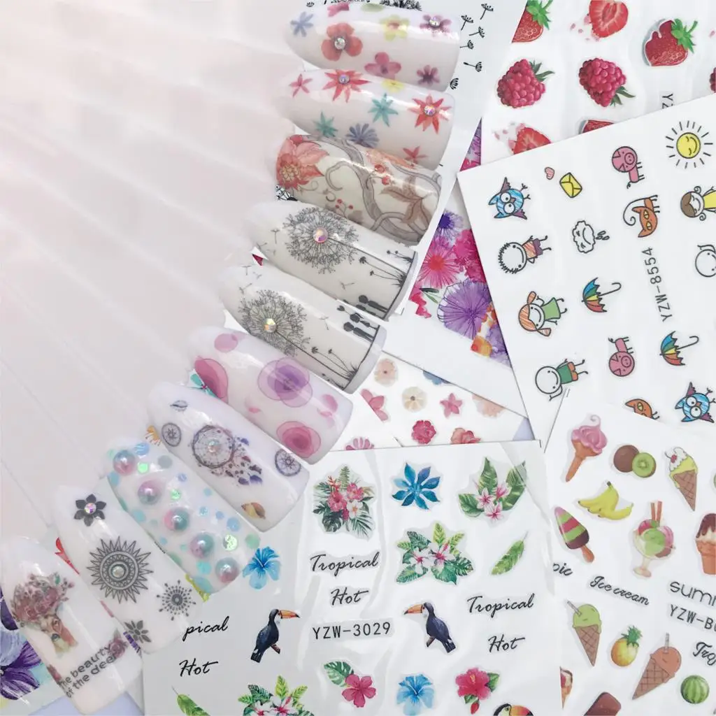 

ZKO 1 Sheet Spider / Butterfly / Chain Nail Decals for Watermark Manicure Polish Nail Sticker 10 Styles for Choose
