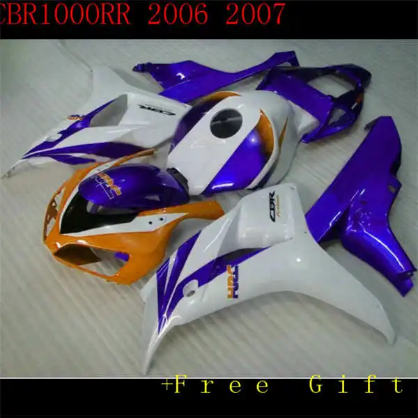 Nn-для 2006 2007 CBR 1000RR 06 07 ABS пластик Полный Обтекатель Набор для Синий Белый Оранжевый
