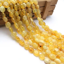 Бусины из натурального камня 8-10 мм неправильные бусины из желтого опала для изготовления ювелирных изделий браслет ожерелье 15 дюймов