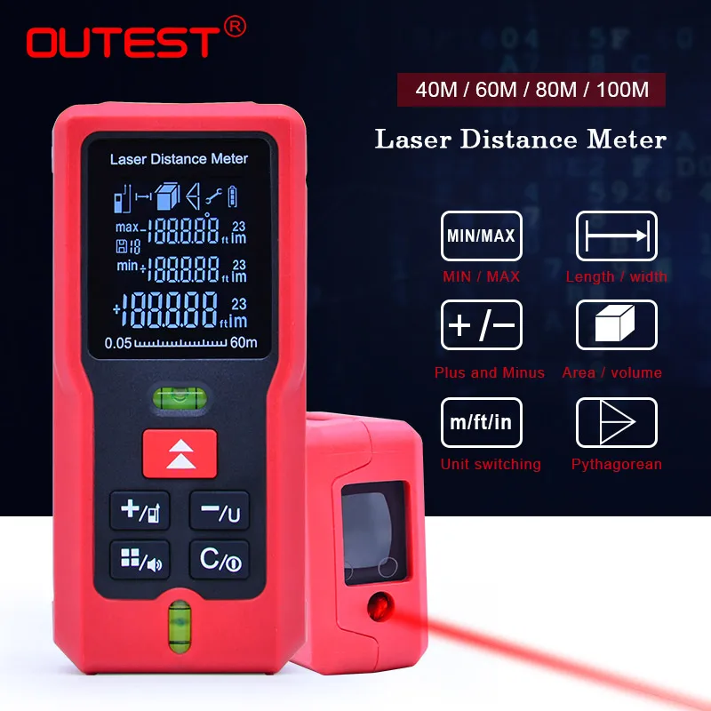 

OUTEST Handheld laser mesure tape Laser Rangefinder Medidor Trena Laser Distance Meter Build Measure Device Ruler Test Tool