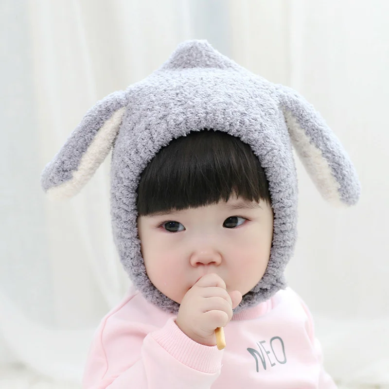 Velvet Cartoon Baby Hat Rabbit Ears Kids Beanie Hat Baby Boys Girls Photography Props First Birthday Gift Warm Baby Hat Winter (2)