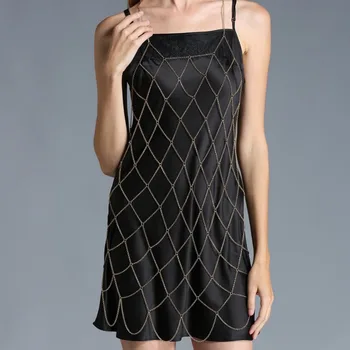 

Fashion Sexy Gold Color Bikini Waist Body Chain Harness Metal Gridding Apron Summer Beach Women Body Bra Jewelry