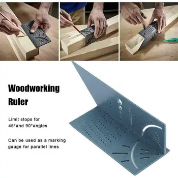 

2019 Woodworking 3D Mitre Angle Measuring Square Size Measure Tool With Gauge & Ruler Tools Best Selling Drop Shipping